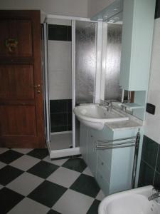 艾马维尔Appartamento Le Jardin CIR VDA Aymavilles 0009的一间带水槽、淋浴和卫生间的浴室