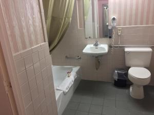博伊西Americas Best Value Inn & Suites-Boise的浴室配有卫生间、浴缸和水槽。