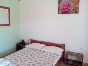 法纳里德拉卡诺宾馆的卧室配有一张挂着花卉图案的床。