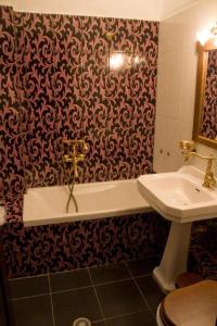 卡托劳塔翁Thermes Pozar Resort的带浴缸和盥洗盆的浴室