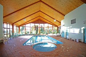 GrindelwaldTamar Valley Resort Grindelwald的大楼内的大型室内游泳池