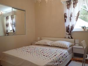 斯拉诺Apartment Villa Bonadea的一间卧室配有一张带镜子的床和窗户