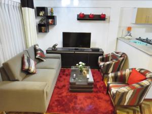 库斯科奎维公寓的客厅配有沙发、椅子和电视