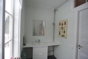 阿斯克松德Ljungås Gamla Skola的白色的浴室设有水槽和镜子
