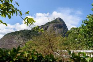 里约热内卢里瓦民宿的远方的山,有树木在前沿