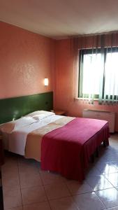 卡斯泰内多洛Albergo Armida的一间卧室设有一张大床和一个窗户。