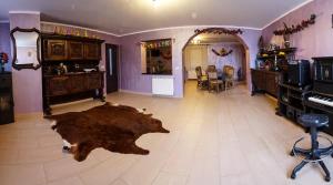 博尔沙Pensiune Borsa的一间客厅,地板上铺有地毯