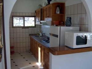 阿尔姆尼卡Casa Mariana的厨房的台面上配有微波炉