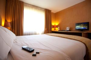 卡拉马卡拉马公园酒店的酒店客房设有一张带遥控器的床。