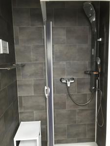 达勒姆乌尔里希旅馆的带淋浴的浴室和玻璃门
