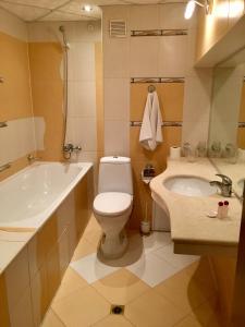 鲁塞考斯莫斯酒店的带浴缸、卫生间和盥洗盆的浴室