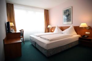 汉堡拉法耶特酒店的一间设有大床和窗户的酒店客房