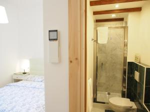 比萨Eco Pisa Tower Guesthouse的一间带一张床、淋浴和卫生间的浴室