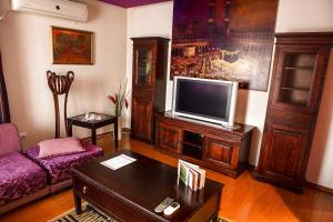 布加勒斯特Phoenicia Suites Baneasa的带沙发和电视的客厅