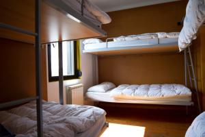 El Bailadero蒙特斯阿娜加旅舍的客房设有两张双层床和一扇窗户。