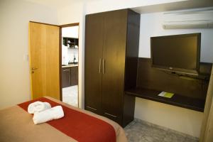 圣拉斐尔维查特拉公寓酒店的一间卧室配有一张床和一台平面电视