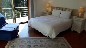 拜昂Casa Douro Terrace的卧室配有白色的床和窗户。