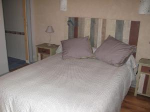 TeilhetLe Peyroux的卧室内的一张带两个枕头的床