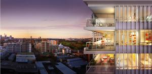 悉尼G1908S 泽特兰- 住宅区公寓的城市景建筑的 ⁇ 染