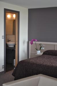 普洛戈德拉布艾德斯特瑞帕斯酒店的一间卧室配有床和水槽,还有一间浴室