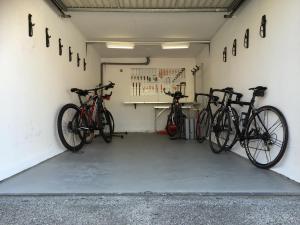 阿斯科纳卢纳加尔尼酒店的两辆自行车停放在车库内