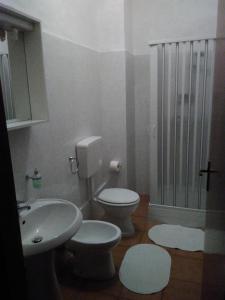 泰拉诺瓦迪波利诺B&B Tufaro Alberico的浴室设有2个卫生间、水槽和淋浴。