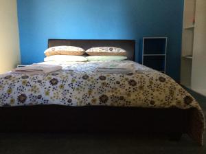 罗斯奥尔度假屋的床上有毯子和枕头