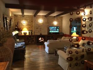 拉斯卡弗里亚艾尔瓦勒乡村酒店的带沙发和壁炉的大型客厅