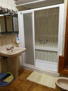 阿里纳加Casa Mar Azul的带淋浴和盥洗盆的浴室