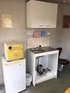 奥克兰埃文代尔汽车公园露营地的一个带水槽和柜台的小厨房