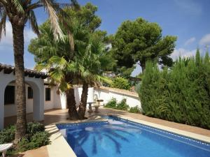 莫莱拉Nice villa in Moraira with private pool and lots of privacy的一座别墅,设有游泳池和棕榈树