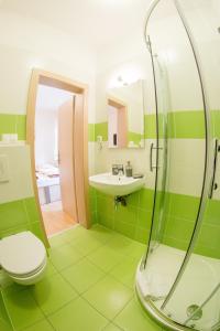 斯皮什旧村Guest House Tri Koruny的绿色浴室设有卫生间和水槽