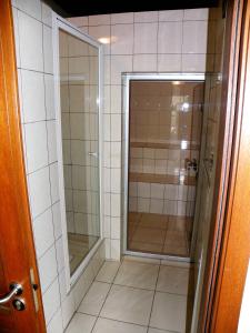 布琼布拉Botanika Hotel的浴室里设有玻璃门淋浴