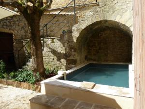 萨尔拉拉卡内达La Maison d'Albusse的一座石头建筑中的大型游泳池