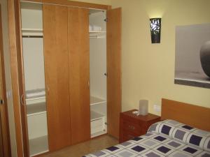 圣克鲁斯-德特内里费Apartamento Santa Cruz de Tenerife的一间卧室配有一张床和一个木制衣柜