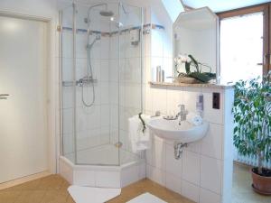 布尔Rebstock Kappelwindeck的带淋浴和盥洗盆的浴室