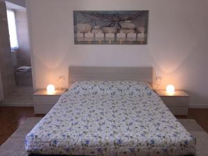 PontesturaAppartamento Il Nido的一间卧室配有一张带两个灯的床