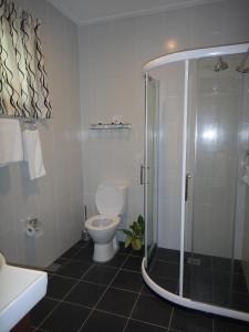 京那律兰卡莎巴斯海滩度假村的一间带卫生间和玻璃淋浴间的浴室