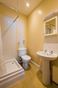 彭赞斯长船旅馆的浴室配有卫生间、盥洗盆和淋浴。