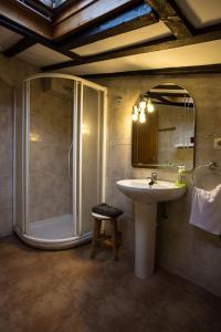 EaCasa Rural Andutza的带淋浴、盥洗盆和镜子的浴室