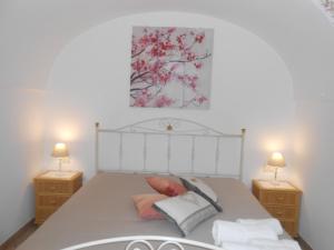 法萨诺B&B La Collina Degli Ulivi的一间卧室配有一张带2个床头柜的大床