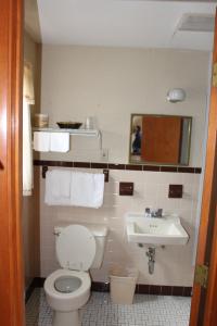 韦斯特菲尔德榆树汽车旅馆的一间带卫生间和水槽的浴室