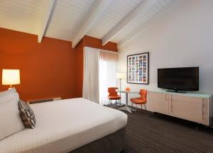 洛杉矶威尼斯海滩旅馆的配有一张床和一台平面电视的酒店客房