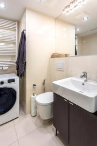 布拉格巴拉诺瓦公寓的一间带水槽和洗衣机的浴室
