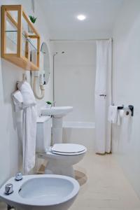 拉萨尔特伊比尔兹酒店的白色的浴室设有卫生间和水槽。