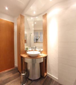 哈根戈德堡自然色别墅酒店的一间带水槽和镜子的浴室