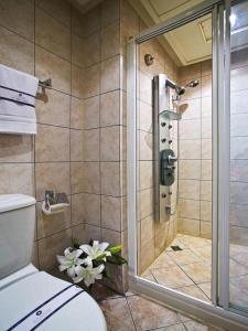台中市高苑商務旅館中山店的带淋浴和卫生间的浴室