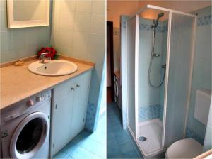 加利波利Rubino的带淋浴、盥洗盆和洗衣机的浴室
