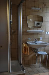 阿皮亚诺苏拉斯特拉达Haus Marion的一间带水槽和淋浴的浴室
