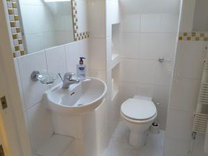 埃尔沃斯Osterley Studio Room的白色的浴室设有卫生间和水槽。